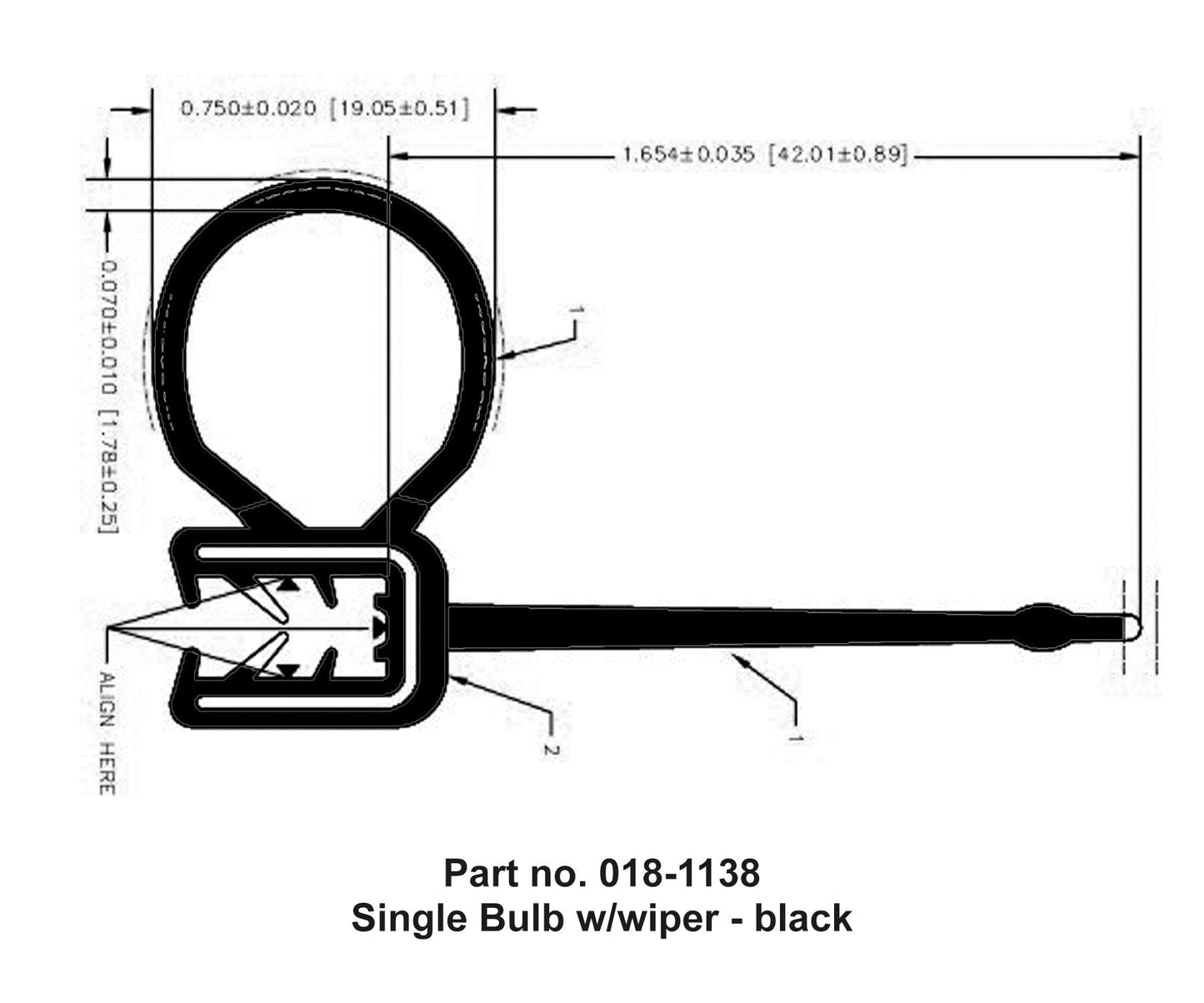AP Products single bulb slide-out seal with wiper 018-1138