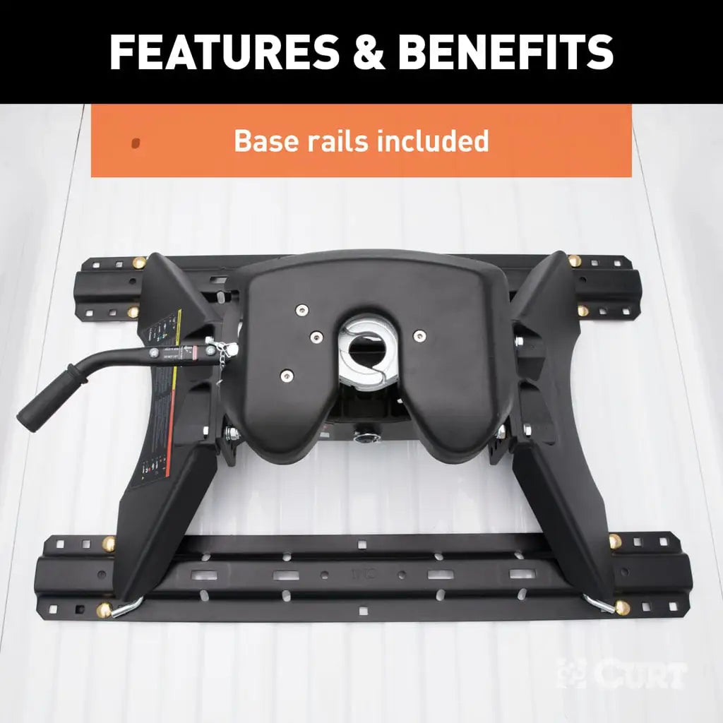 CURT A25 5th Wheel Hitch | 16181 | 25K | Includes Rails