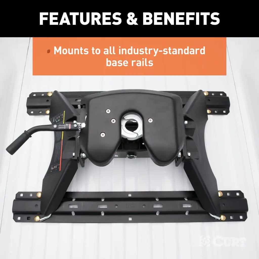 CURT A30 5th Wheel Hitch | 16190 | 30K | Industry-Standard Rails Mount
