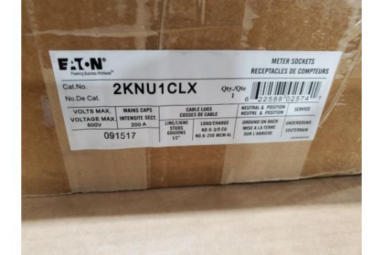 EATON 2KNU1CLX 200A Meter Socket 2-Gang 4-Jaw 600 VAC Ringed 100A NEW 1PH3W