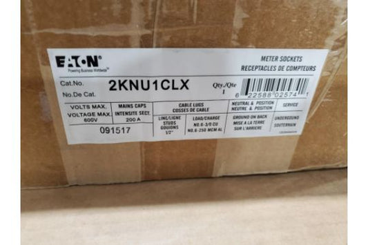 EATON 2KNU1CLX 200A Meter Socket 2-Gang 4-Jaw 600 VAC Ringed 100A NEW 1PH3W