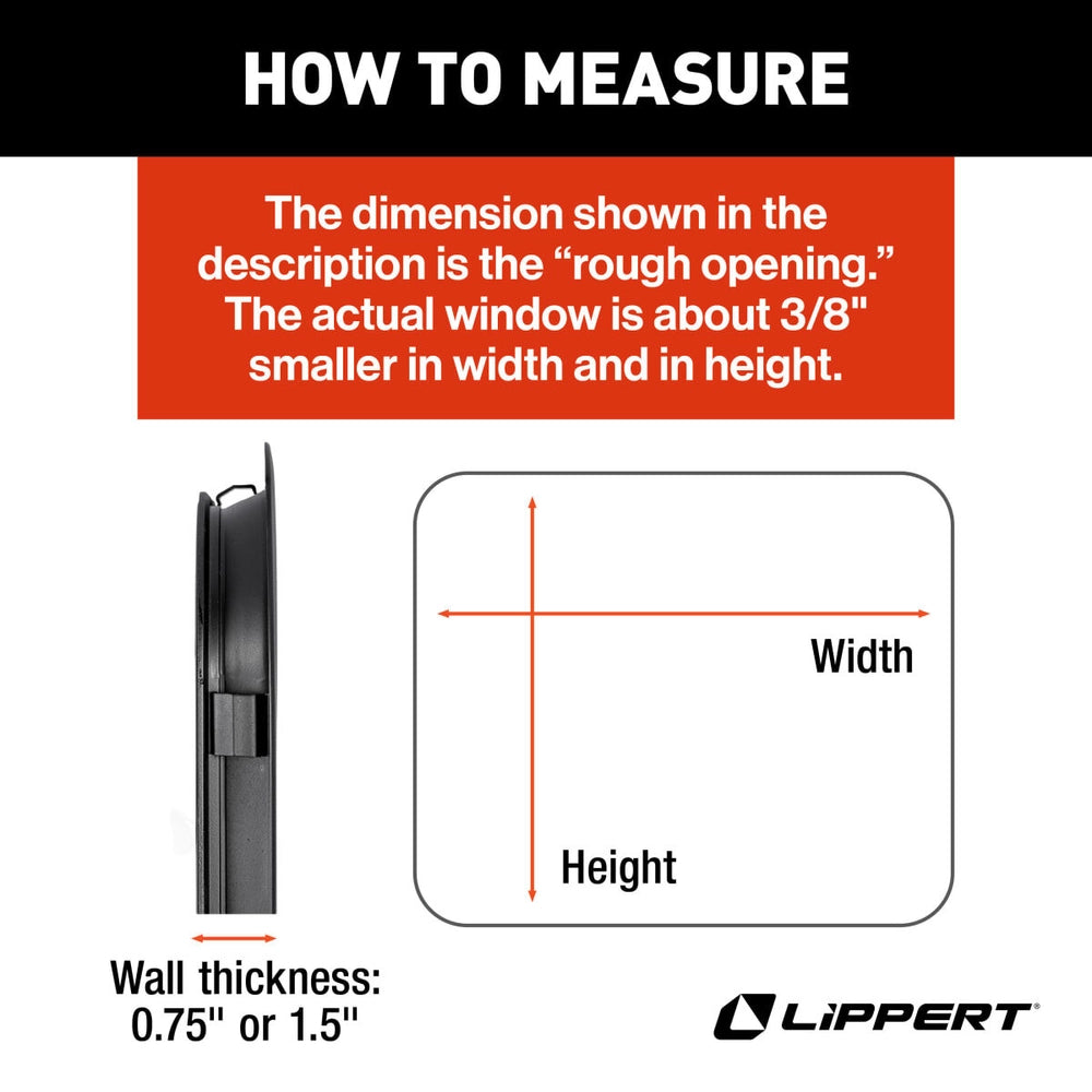 Lippert 8800 RV Window | Vertical Slider Radius | 12"×22" | Kit