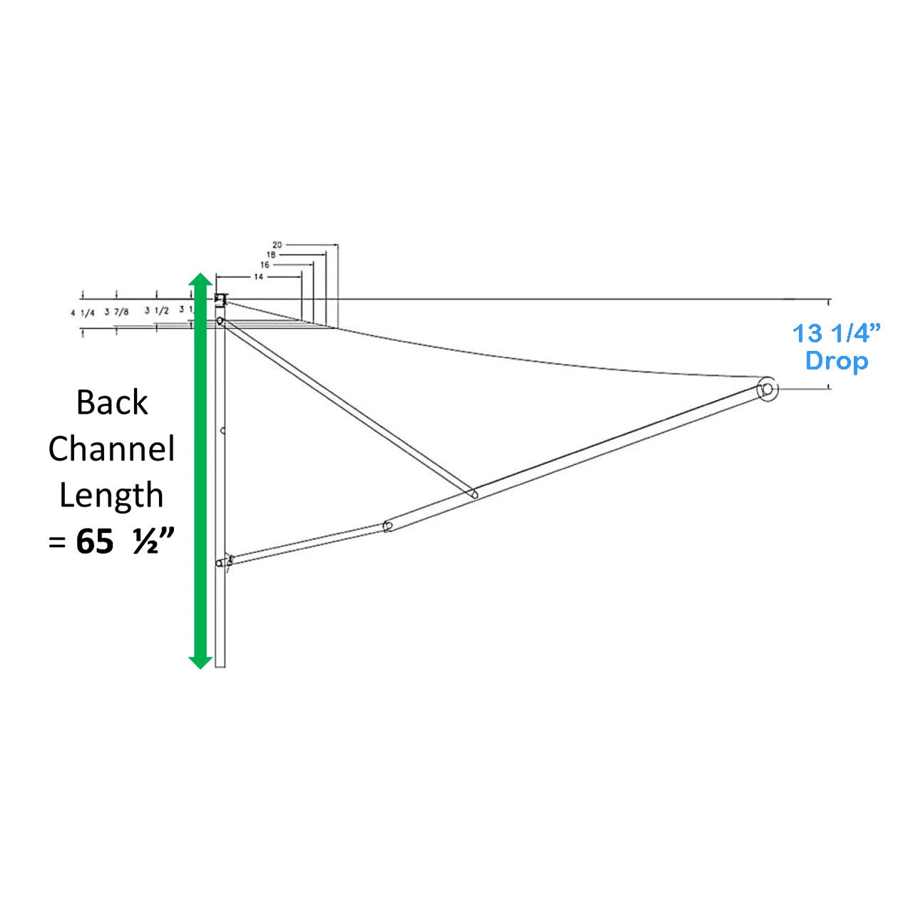 Dometic™ A&E 3312487.022U RV Power Awning Left Arm Hardware - Standard - Black