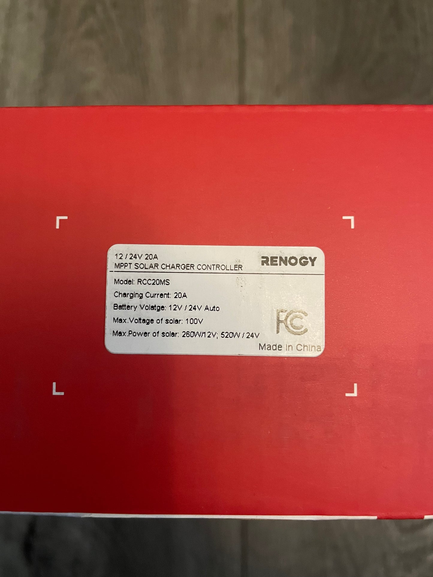 MPPT Solar Charge Controller 20A Renogy RCC20MS 12V 24V Temp Monitor
