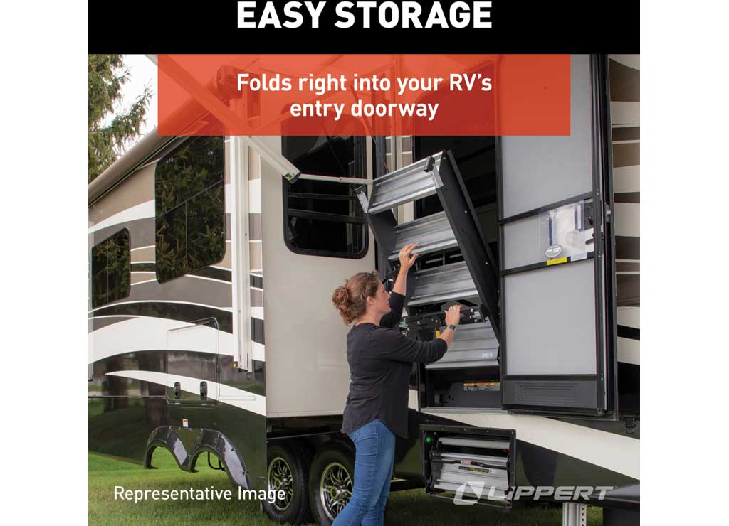 Lippert SolidStep Fold-Down RV Double Steps - 25-28.9" Width - 733931