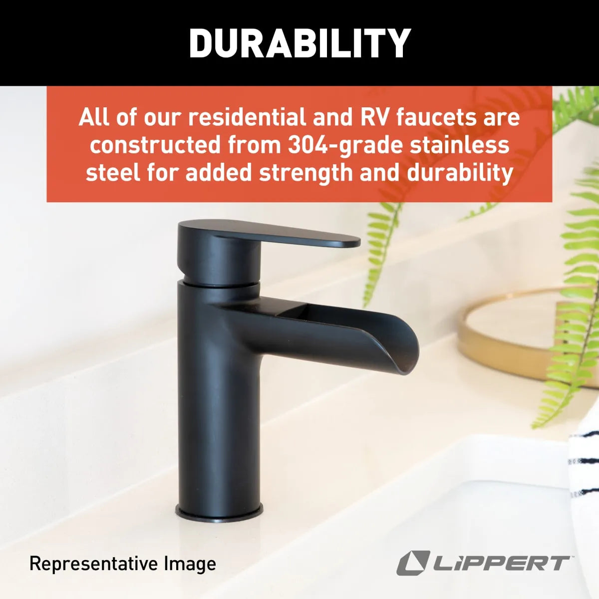 Lippert Flow Max™ Waterfall Bathroom Faucet - Black Matte