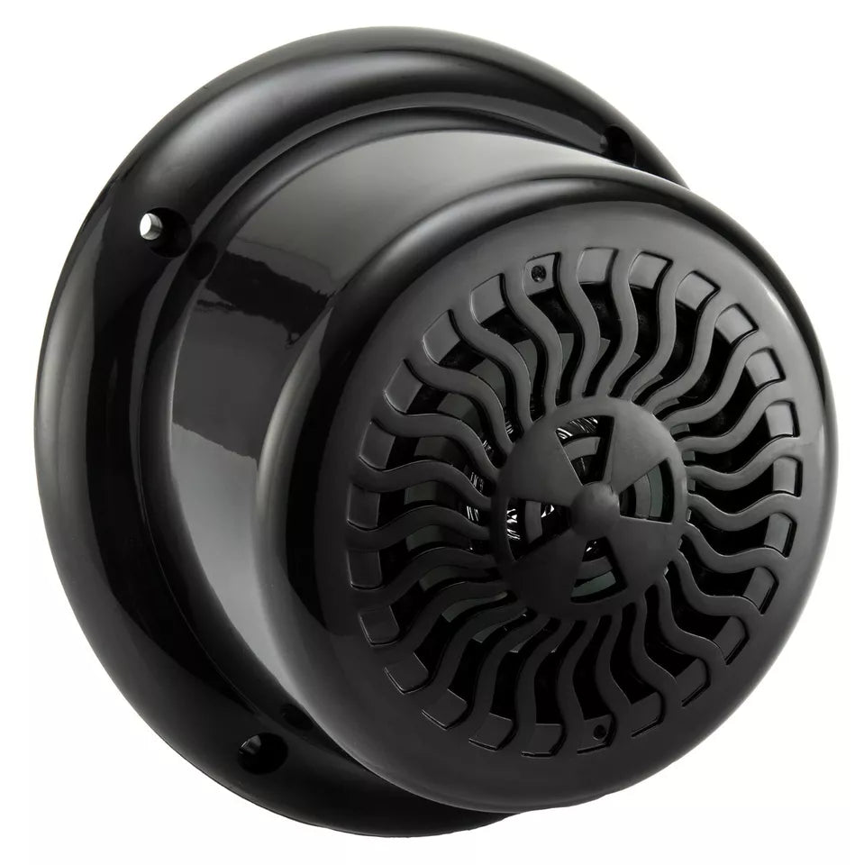 RV Marine Exterior Speaker 5.25" Black Wavy Blue Lighted LED Waterproof Flush Mount Pair Step Light