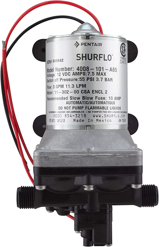 Shurflo 12V On-Demand Water Pump 3.0 GPM 55PSI 4008-101-A65 4008-101-E65