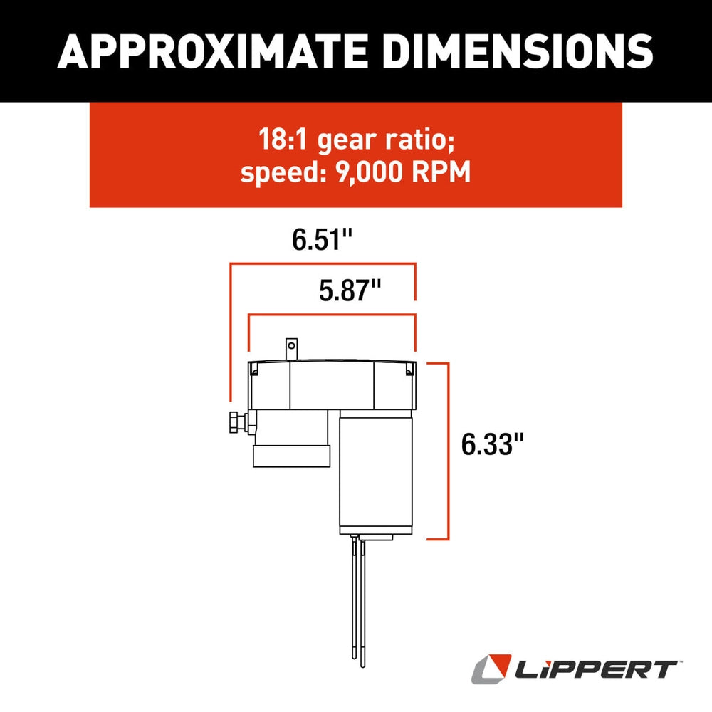 Lippert Through-Frame Slide-Out 18:1 Tuson Motor without Actuator #1-065-041-012 125802
