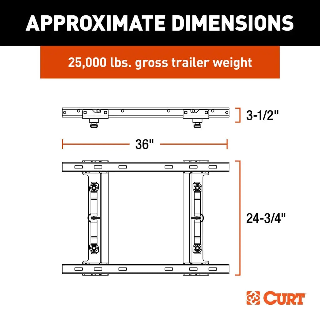 CURT Puck System 5th Wheel Adapter with Rails | 16027 | Chevy/GMC/Ford HD | 25K