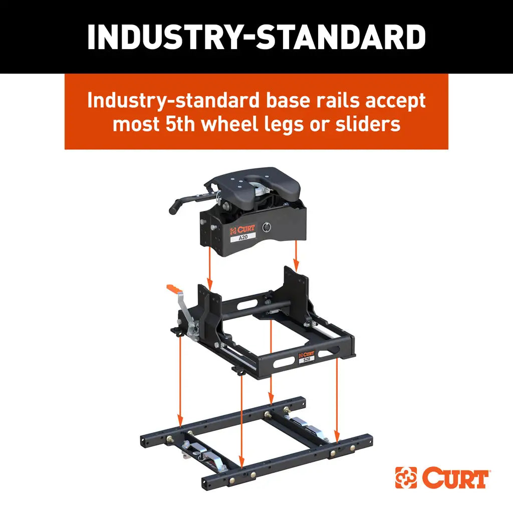 CURT Puck System 5th Wheel Adapter with Rails | 16027 | Chevy/GMC/Ford HD | 25K