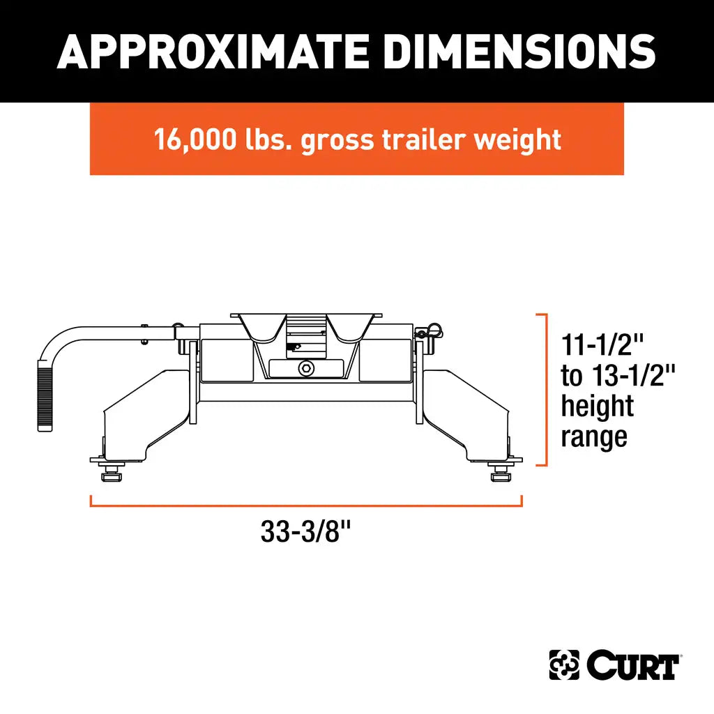 CURT E16 5th Wheel Hitch | 16031 | Ford F-250/F-350/F-450 SD 8' Bed Puck System | 16K