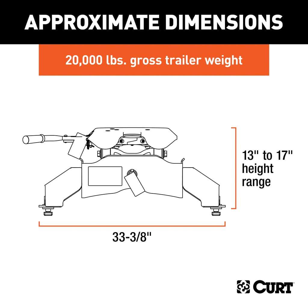CURT A20 5th Wheel Hitch | 16034 | Ford F-250/F-350/F-450 SD 8' Bed Puck System | 20K