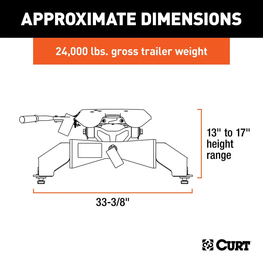 CURT A25 5th Wheel Hitch | 16036 | Ford F-250/F-350/F-450 SD 8' Bed Puck System | 25K