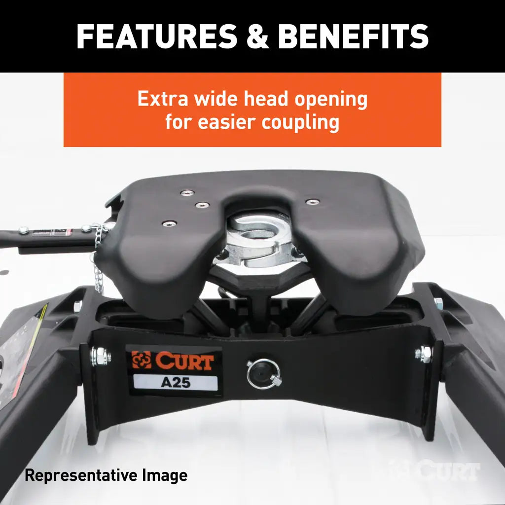 CURT A25 5th Wheel Hitch | 16036 | Ford F-250/F-350/F-450 SD 8' Bed Puck System | 25K