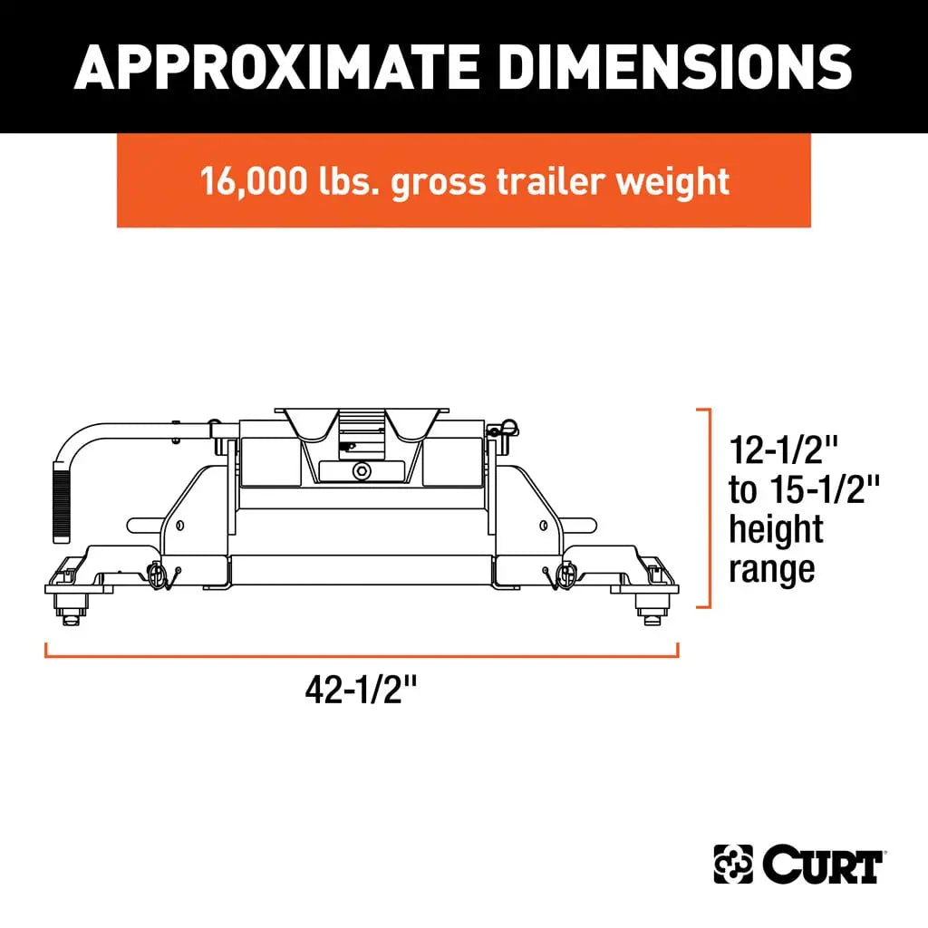 CURT E16 5th Wheel Hitch | 16041 | Ram 2500/3500 8' Bed Puck System | 16K
