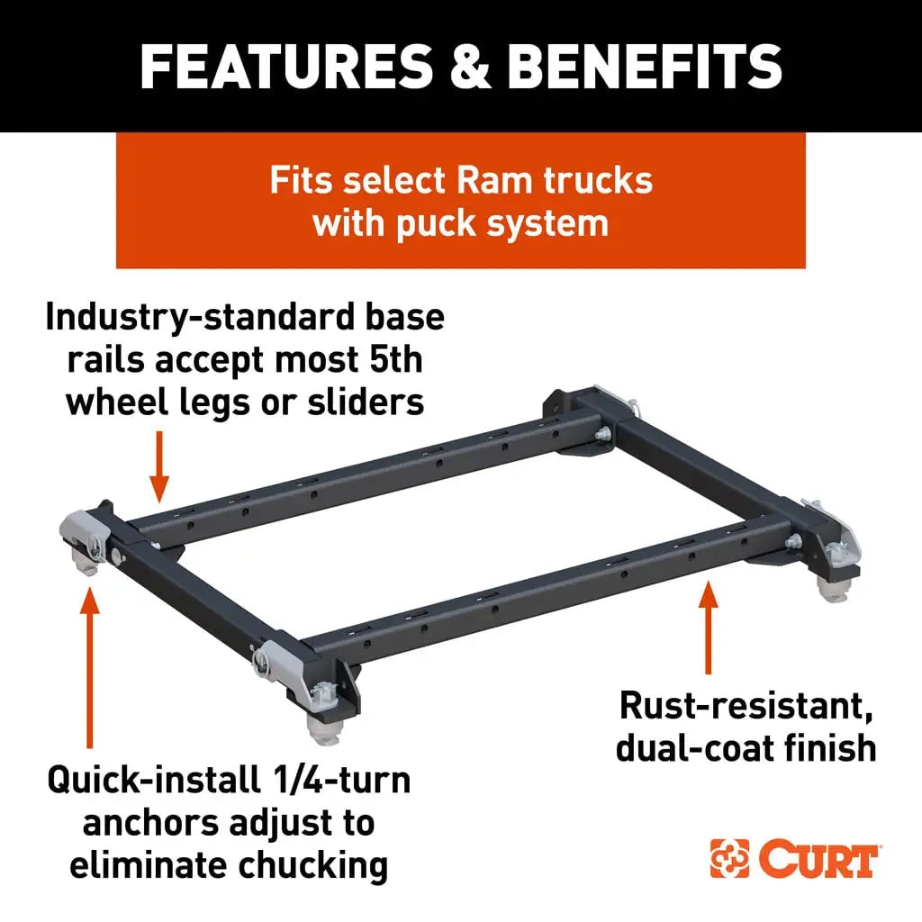 CURT Puck System 5th Wheel Adapter with Rails | 16042 | Ram 2500/3500 | 25K