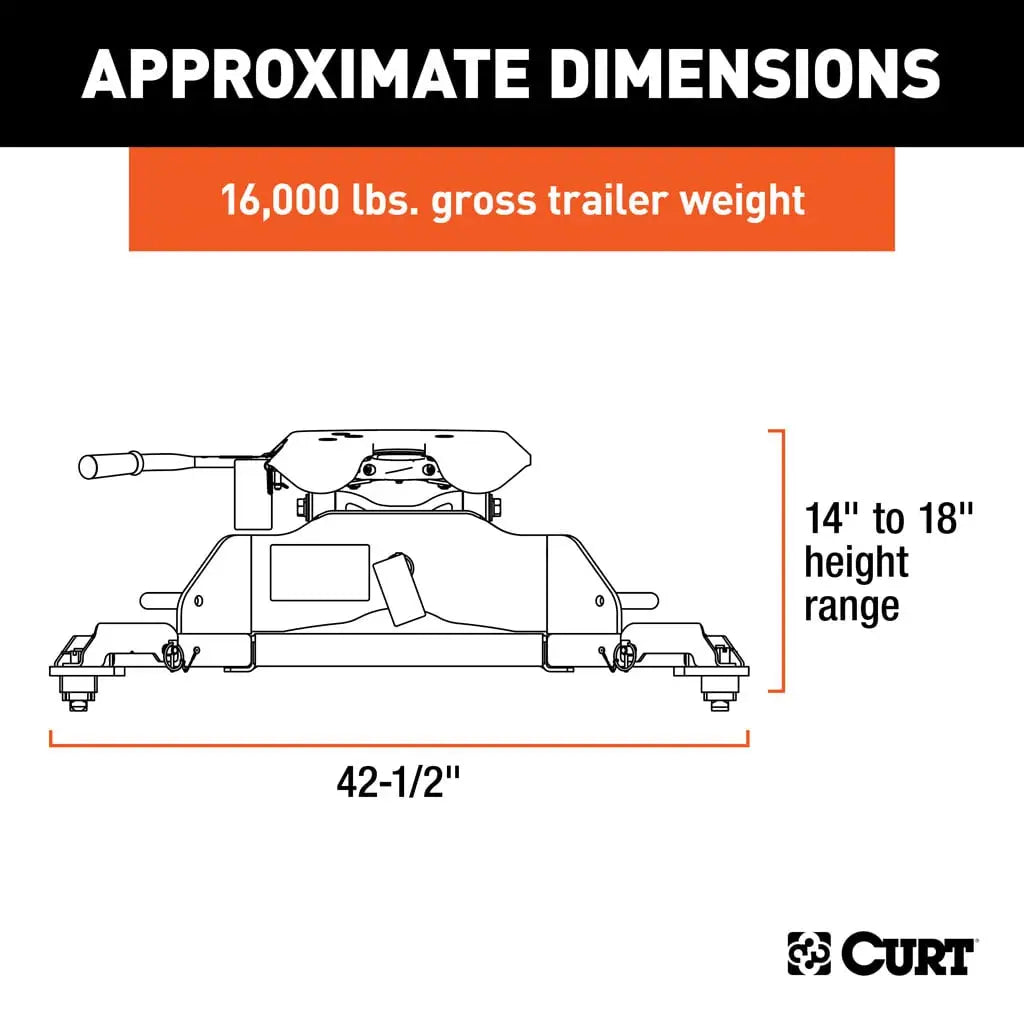 CURT A16 5th Wheel Hitch | 16043 | Ram 2500/3500 8' Bed Puck System | 16K