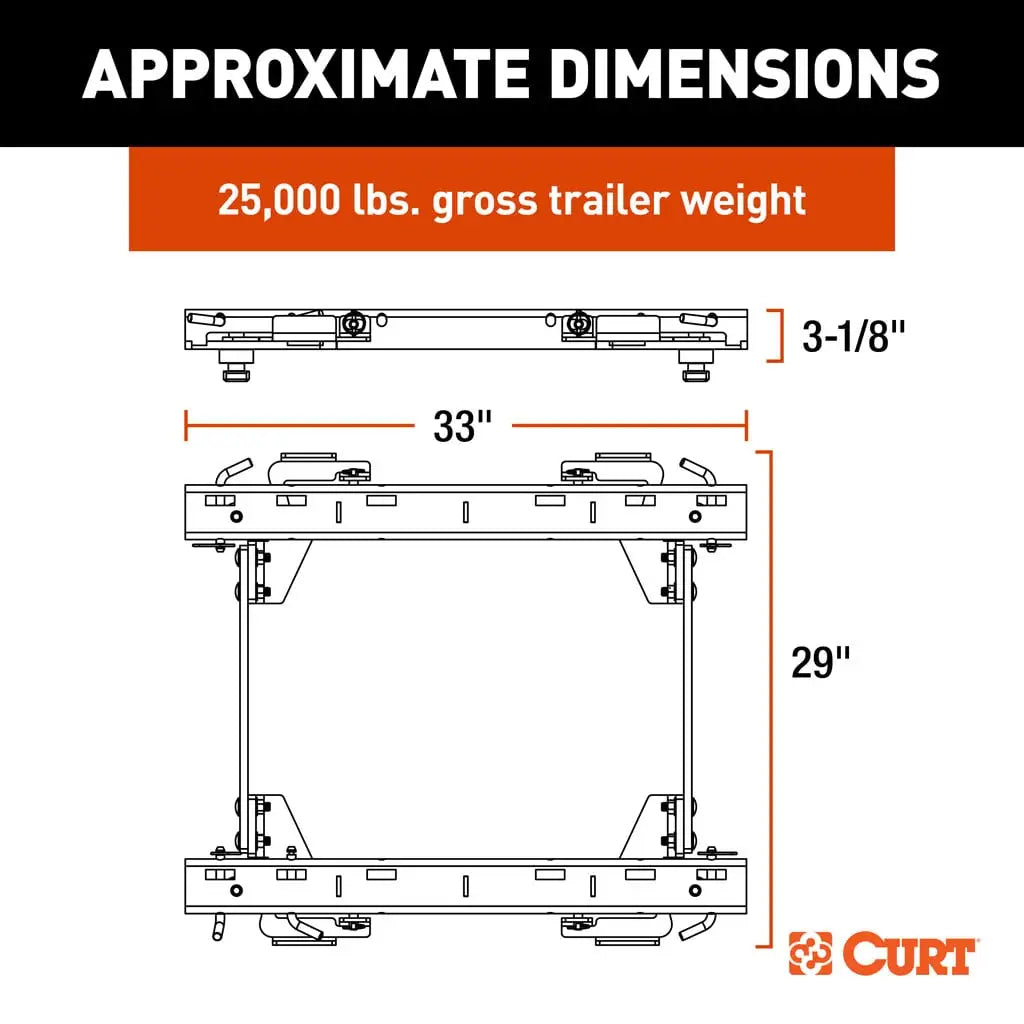 CURT Puck System 5th Wheel Rails | 16050 | Silverado/Sierra 2500/3500 HD | 30K GTW / 7,500 lb Vertical