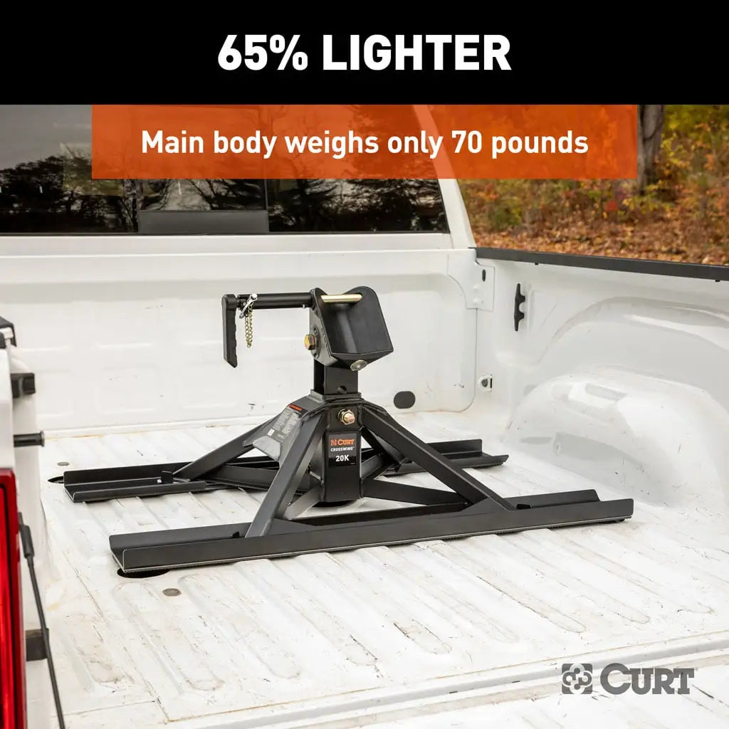 CURT CrossWing 20K 5th Wheel Hitch | 16051 | Gooseneck with Bed Protectors
