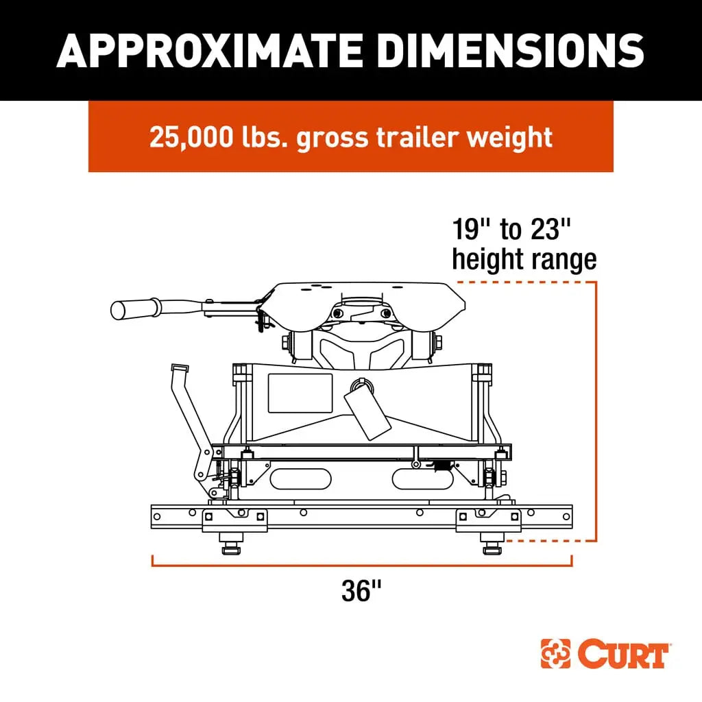 CURT A25 Sliding 5th Wheel Hitch | 16057 | Chevy/GMC/Ford HD Puck + S25 Slider | 25K