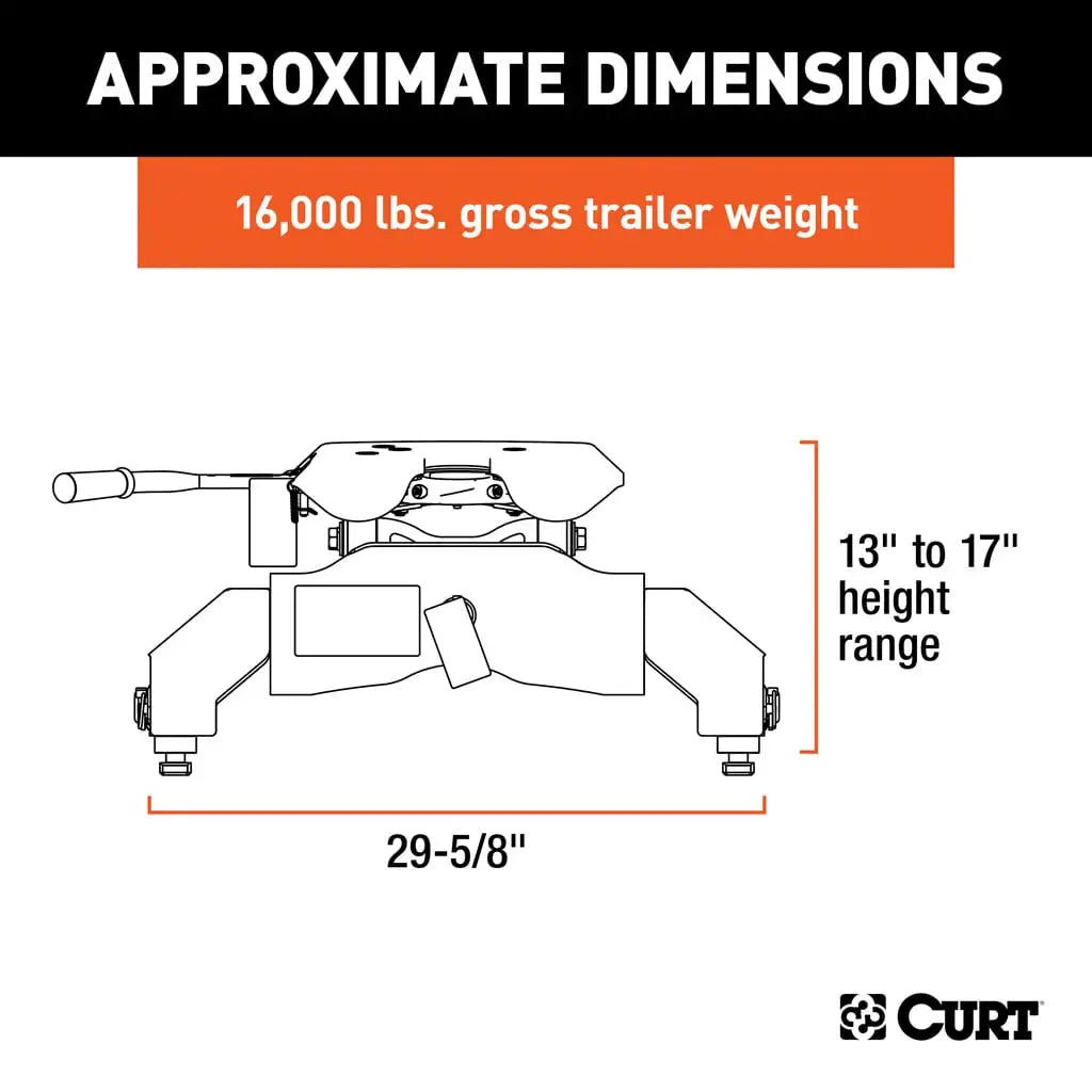 CURT A16 5th Wheel Hitch | 16063 | Silverado/Sierra 2500/3500 HD 8' Bed Puck System | 16K