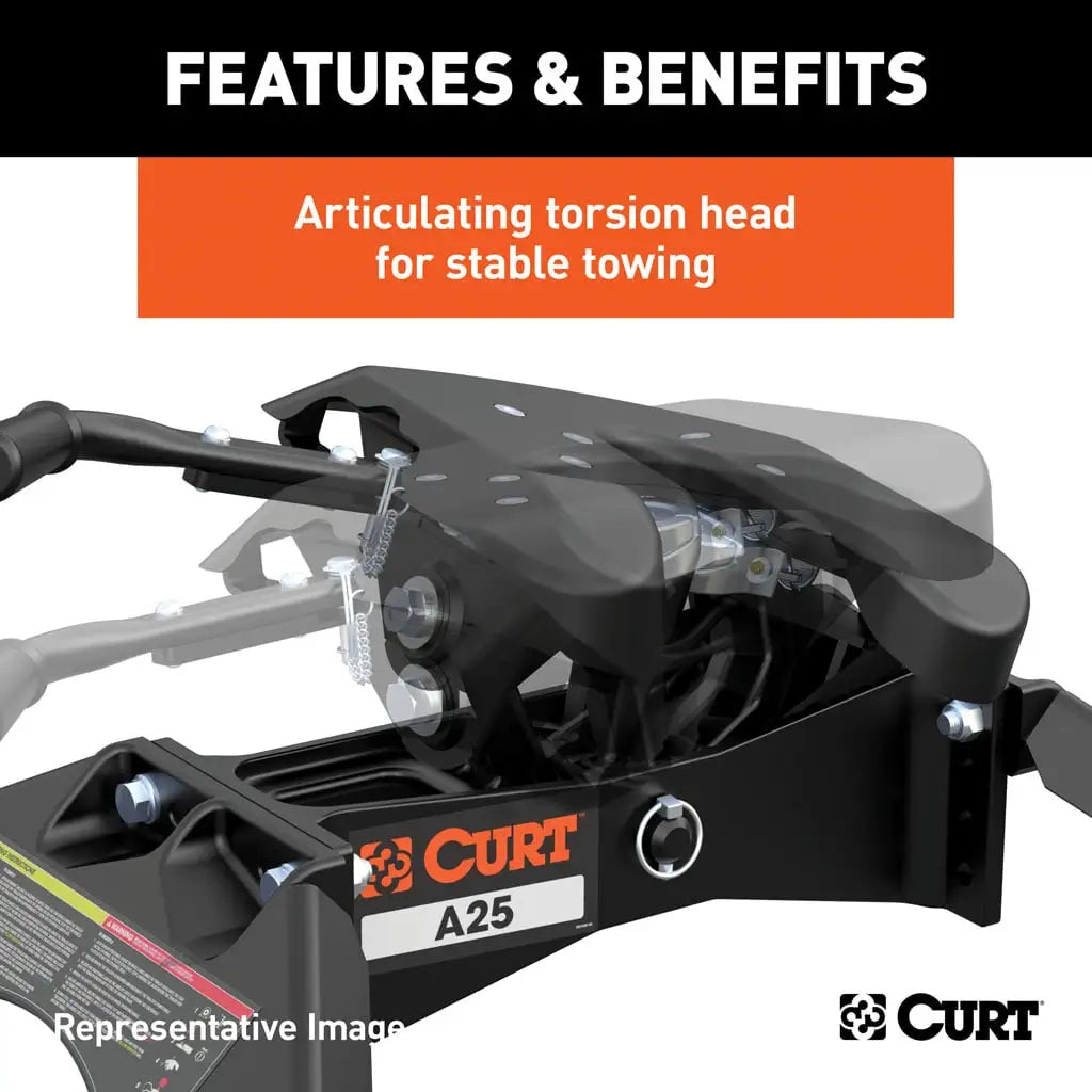 CURT A25 5th Wheel Hitch | 16066 | Silverado/Sierra 2500/3500 HD 8' Bed Puck System | 25K