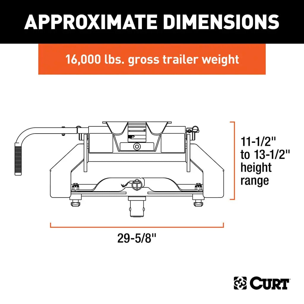 CURT E16 5th Wheel Hitch | 16071 | Nissan Titan XD 8' Bed Puck System | 16K