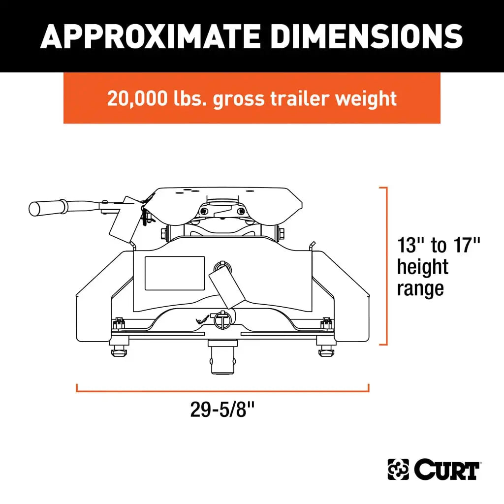 CURT A20 5th Wheel Hitch | 16074 | Nissan Titan XD 8' Bed Puck System | 20K