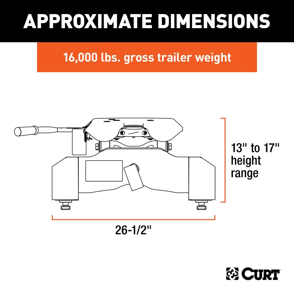 CURT A16 5th Wheel Hitch | 16091 | Silverado/Sierra 2500/3500 HD 8' Bed Puck System | 16K