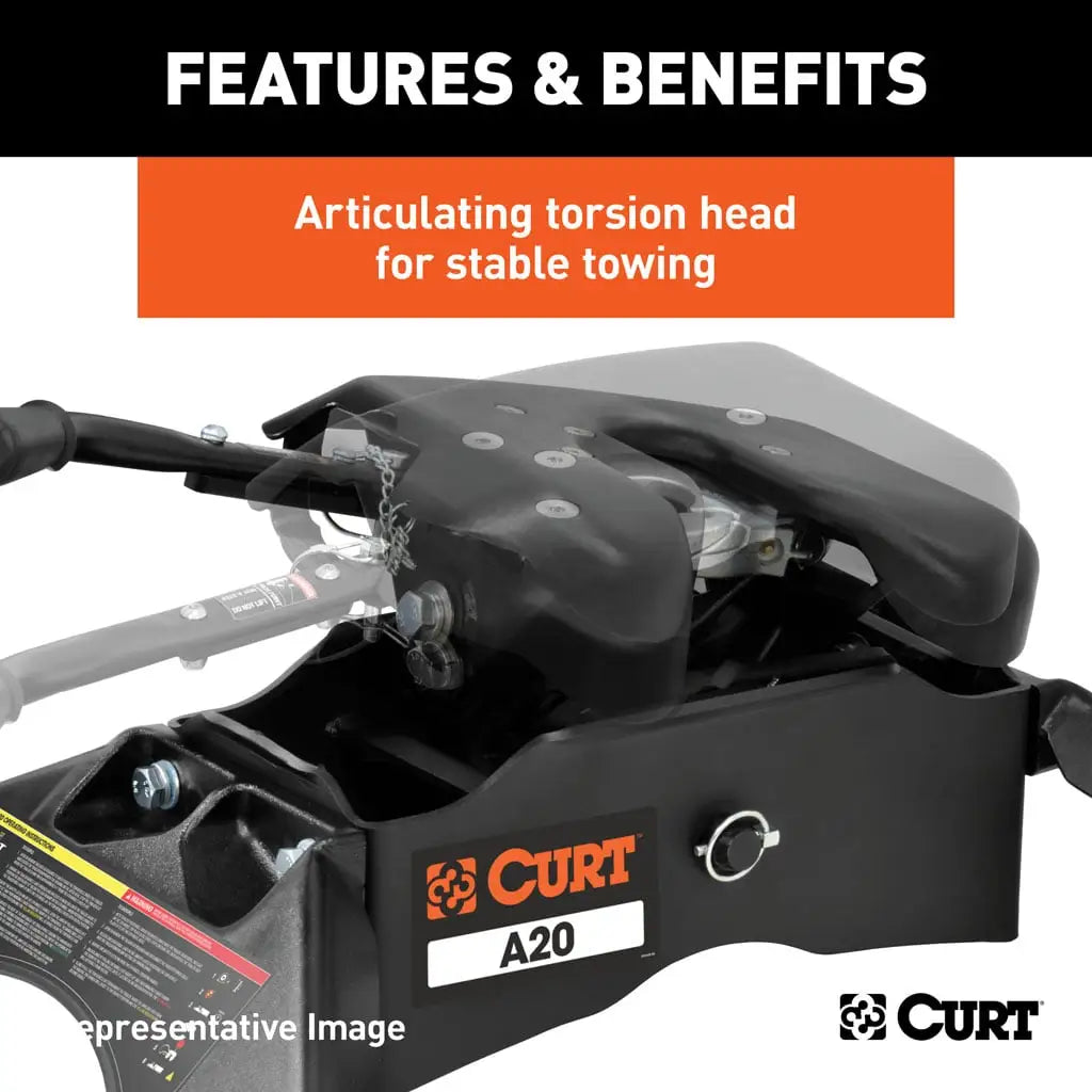 CURT A20 5th Wheel Hitch | 16092 | Silverado/Sierra 2500/3500 HD 8' Bed Puck System | 20K