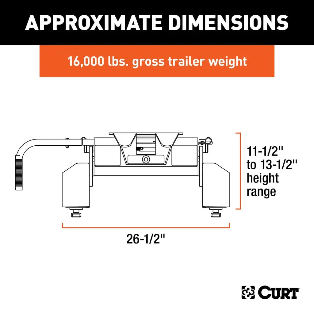 CURT E16 5th Wheel Hitch | 16097 | Silverado/Sierra 2500/3500 HD 8' Bed Puck System | 16K