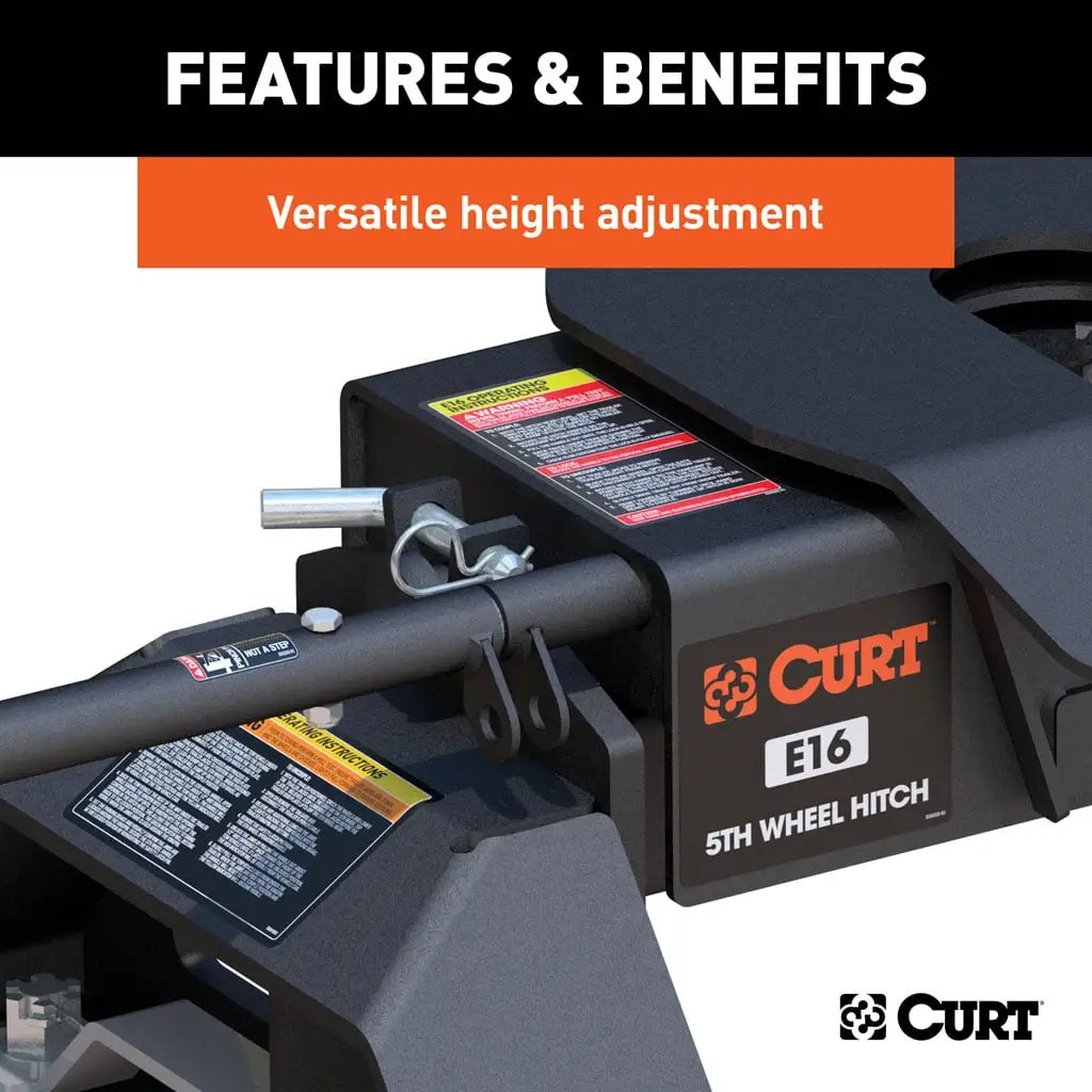CURT E16 5th Wheel Hitch | 16097 | Silverado/Sierra 2500/3500 HD 8' Bed Puck System | 16K