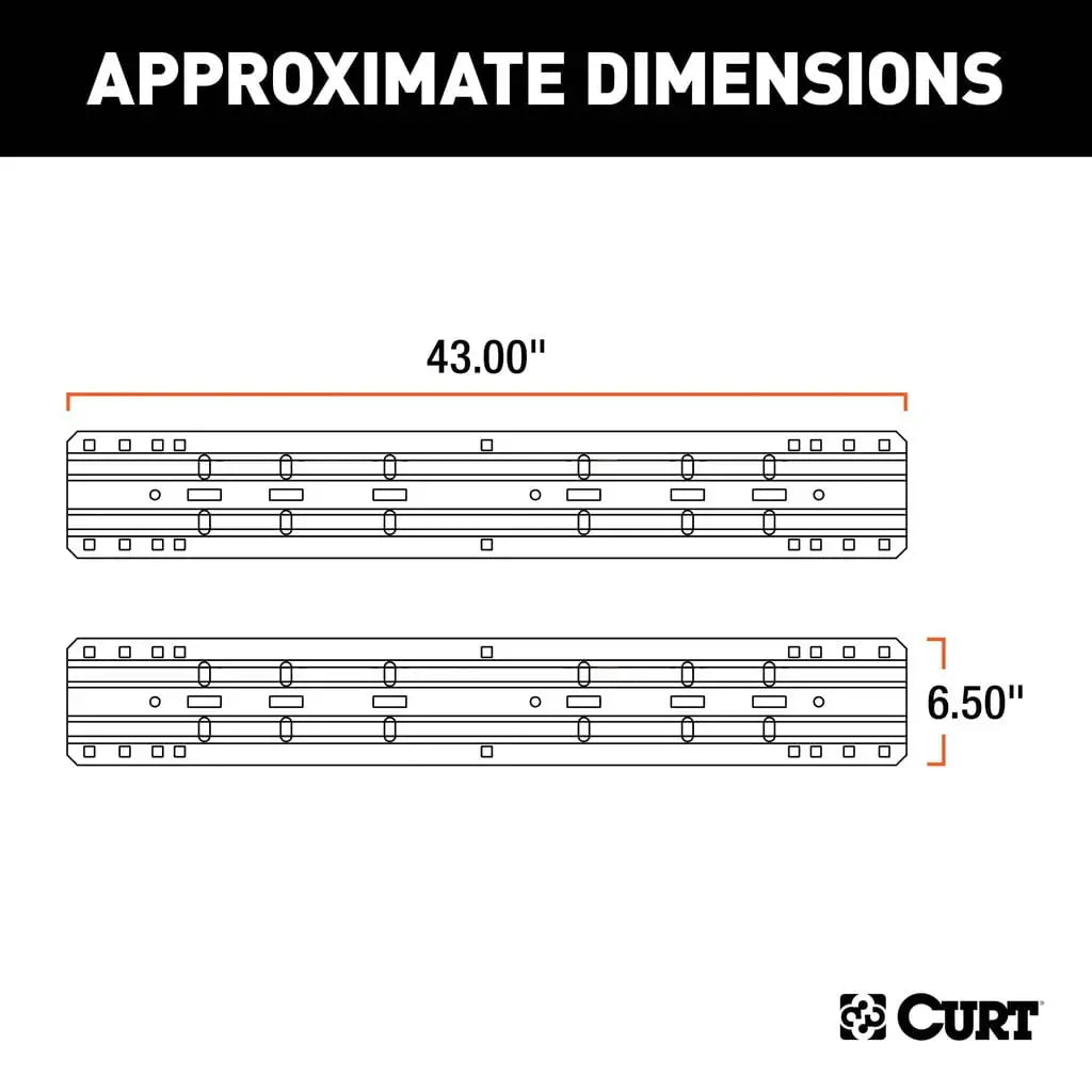 CURT Universal 5th Wheel Base Rails | 16100 | 25K Gloss Black (Rails + Brackets Kit)
