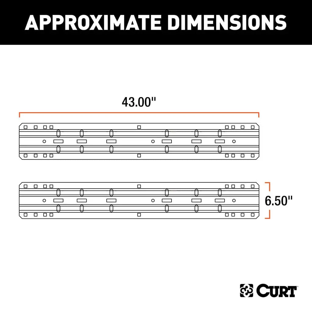 CURT Universal 5th Wheel Base Rails | 16104 | 25K Gloss Black (Rails Only)