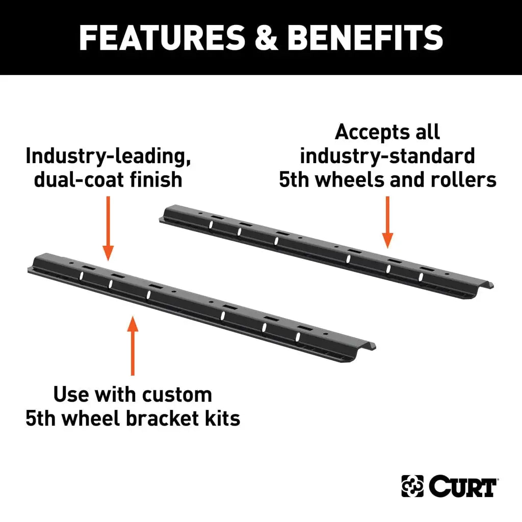 CURT Universal 5th Wheel Base Rails | 16104 | 25K Gloss Black (Rails Only)