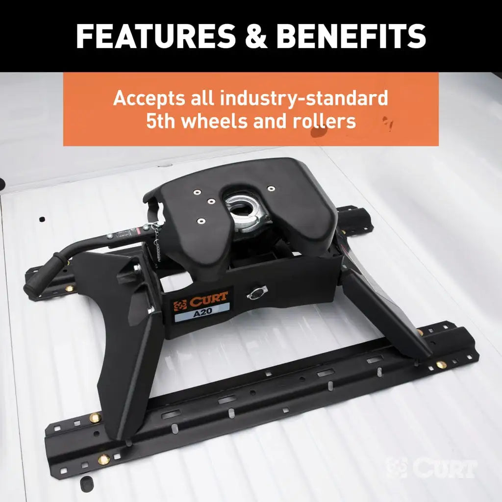 CURT Universal 5th Wheel Base Rails | 16104 | 25K Gloss Black (Rails Only)