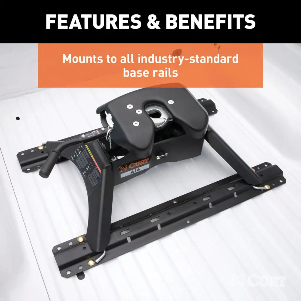 CURT A16 5th Wheel Hitch | 16120 | 16K | Industry-Standard Rails Mount