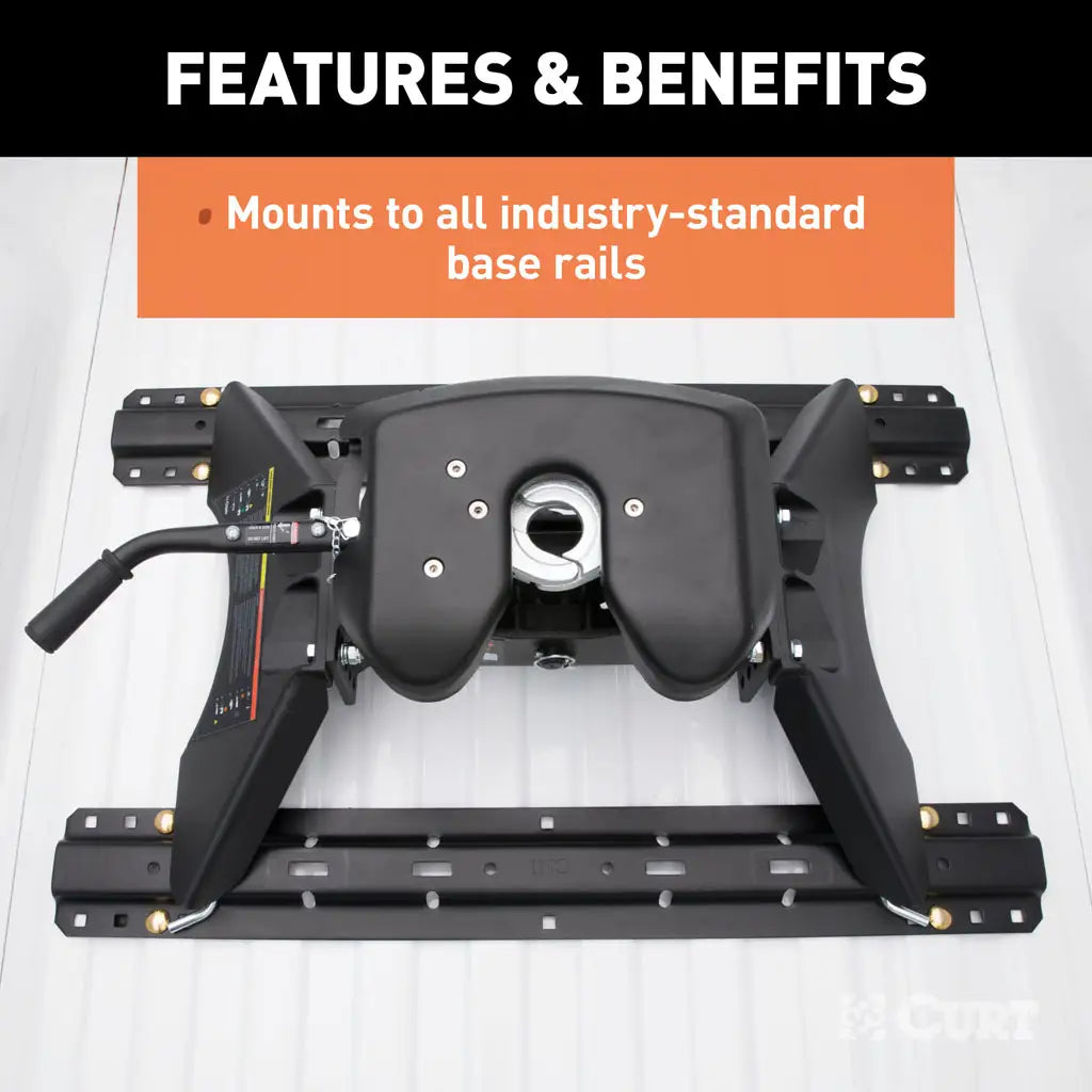 CURT A25 5th Wheel Hitch | 16180 | 25K | Industry-Standard Rails Mount