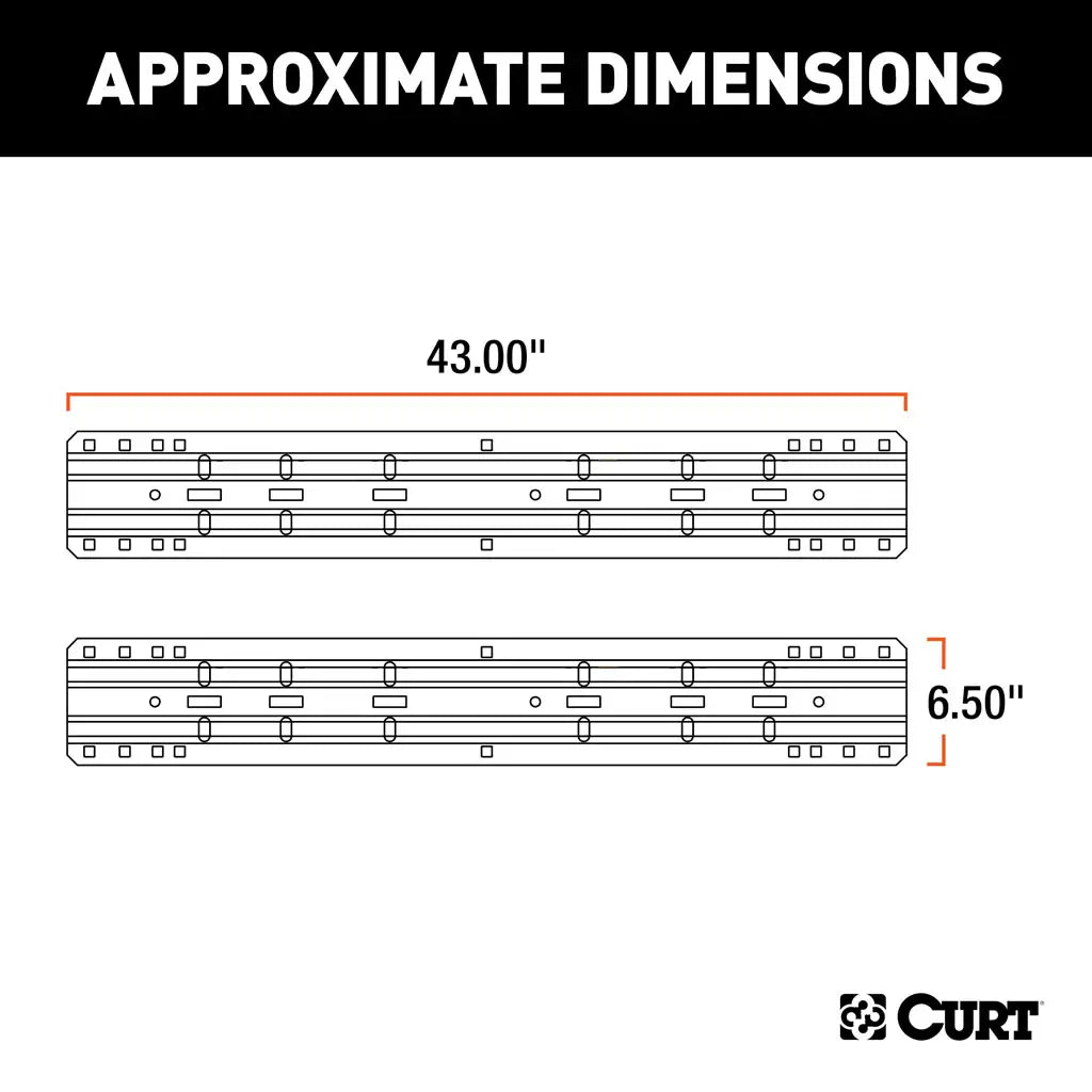 CURT Universal 5th Wheel Base Rails | 16200 | 25K Carbide Black (Rails + Brackets Kit)