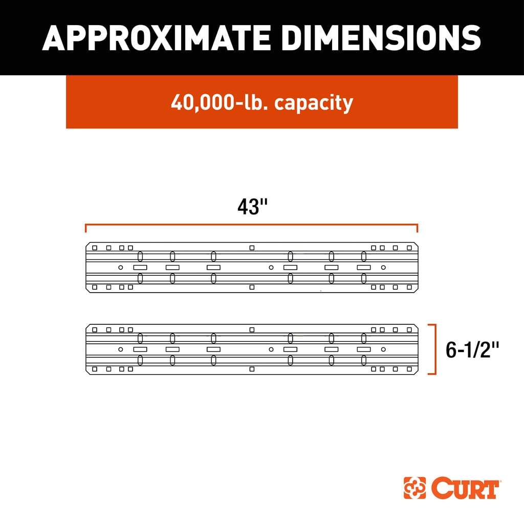 CURT Universal 5th Wheel Base Rails | 16205 | 40K Teridium (Heavy-Duty 80K PSI Alloy)