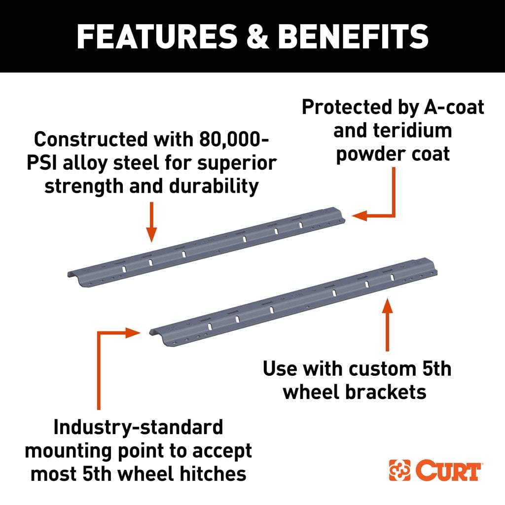 CURT Universal 5th Wheel Base Rails | 16205 | 40K Teridium (Heavy-Duty 80K PSI Alloy)