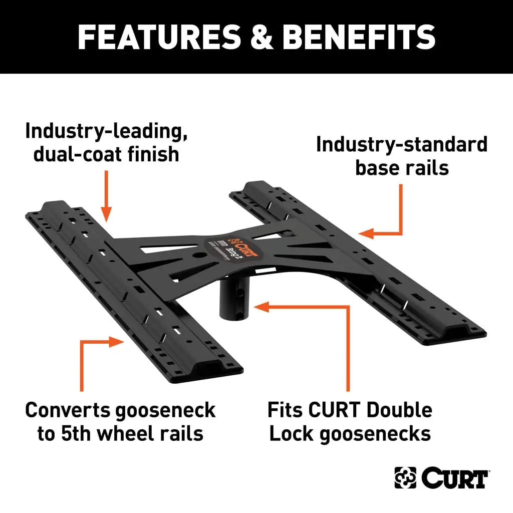 CURT X5 Gooseneck-to-5th-Wheel Adapter Plate | 16210 | For Double Lock | 20K