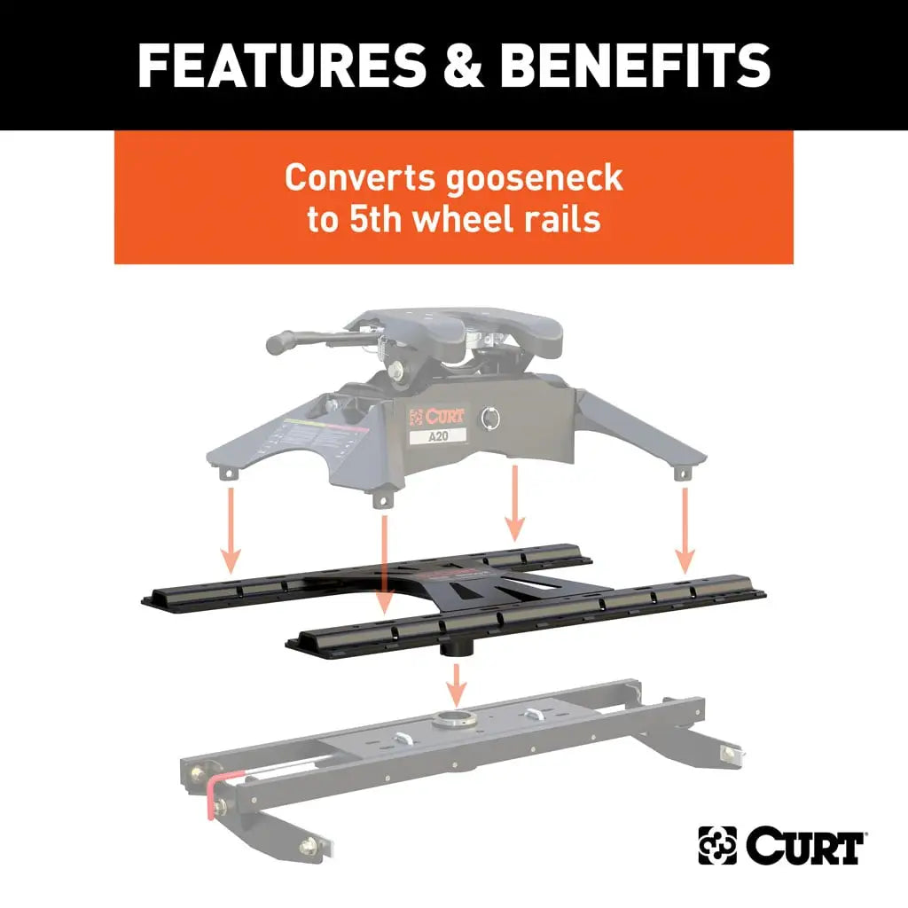 CURT X5 Gooseneck-to-5th-Wheel Adapter Plate | 16210 | For Double Lock | 20K