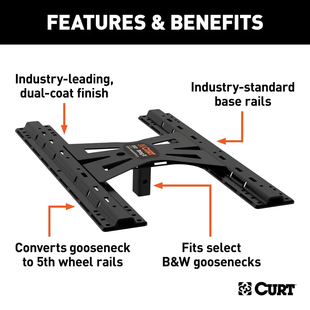 CURT X5 Gooseneck-to-5th-Wheel Adapter Plate | 16310 | For B&W Turnoverball | 20K