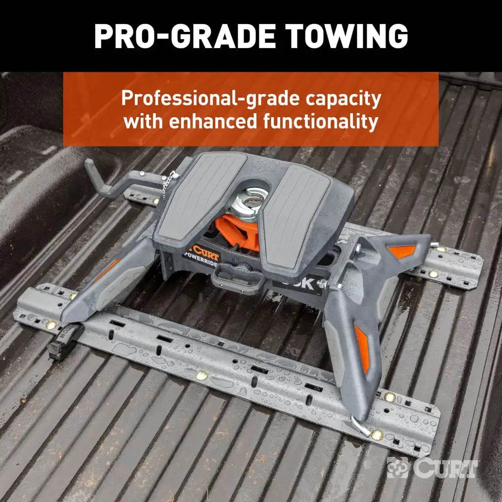 CURT PowerRide 30K 5th Wheel Hitch | 16320 | 30K / 7.5K Vertical | Industry-Standard Rails Mount