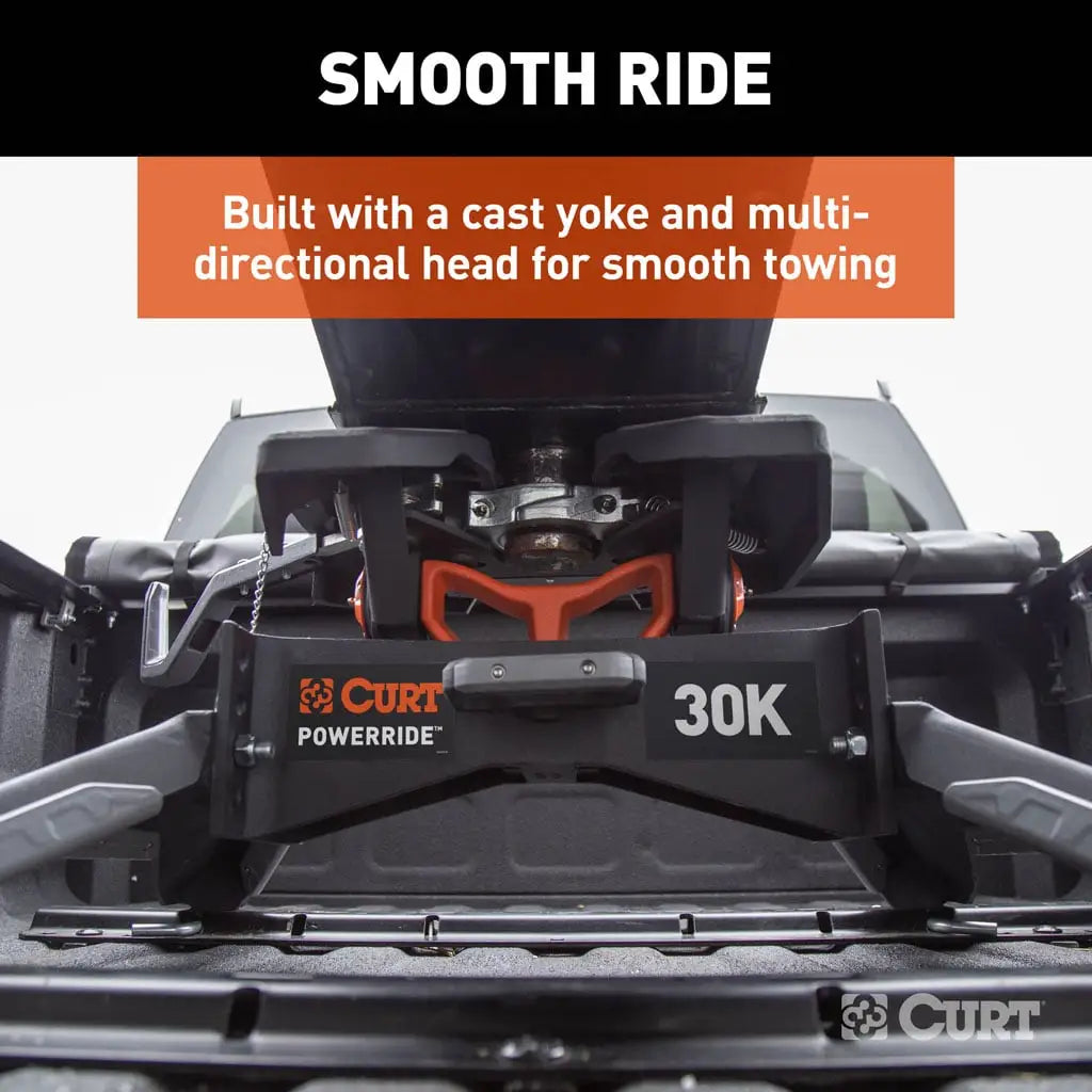CURT PowerRide 30K 5th Wheel Hitch | 16321 | 30K / 7.5K Vertical | Includes Rails