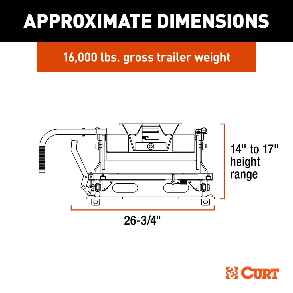 CURT E16 Sliding 5th Wheel Hitch | 16511 | 16K | Industry-Standard Rails Only