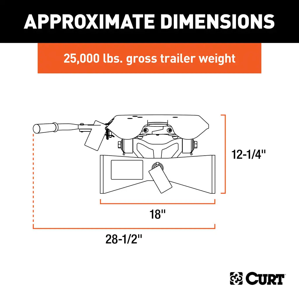 CURT A25 5th Wheel Hitch Head | 16580 | 25K | Head Only