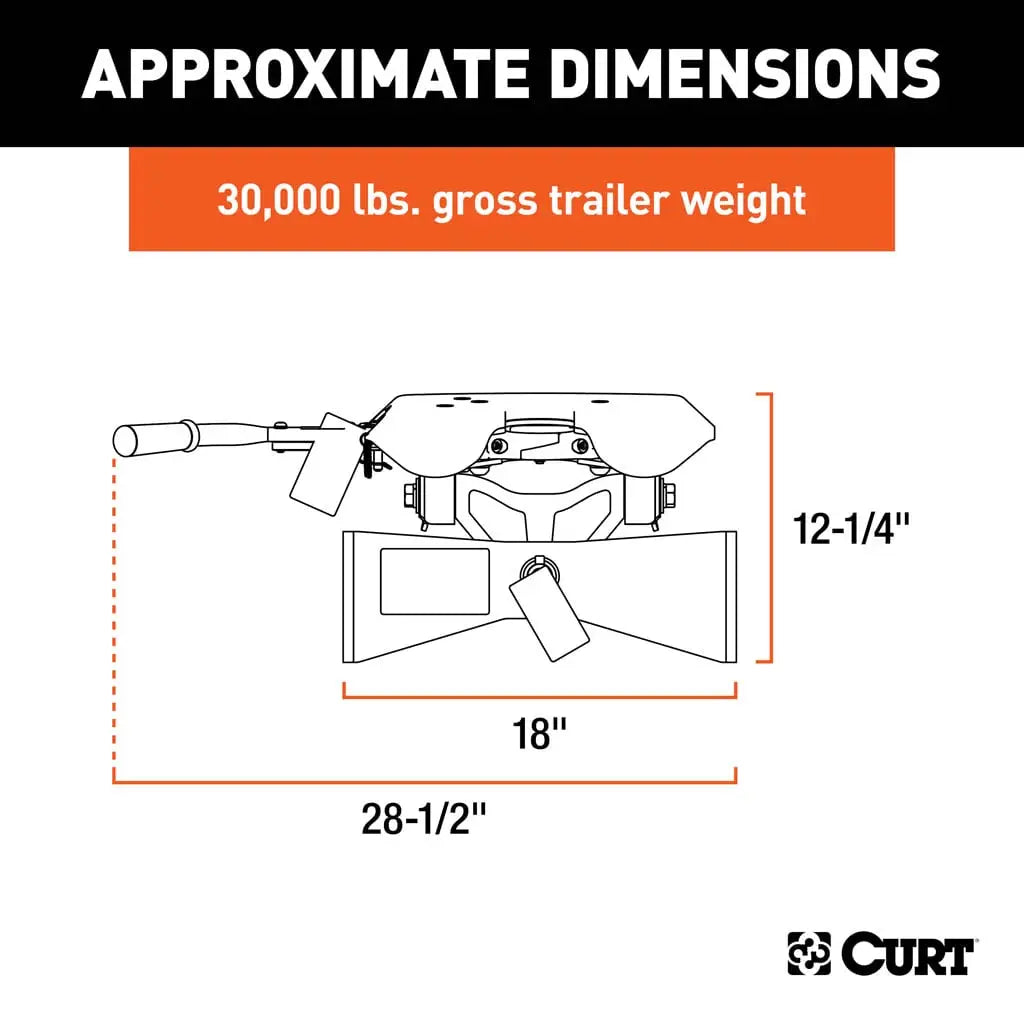 CURT A30 5th Wheel Hitch Head | 16590 | 30K | Head Only